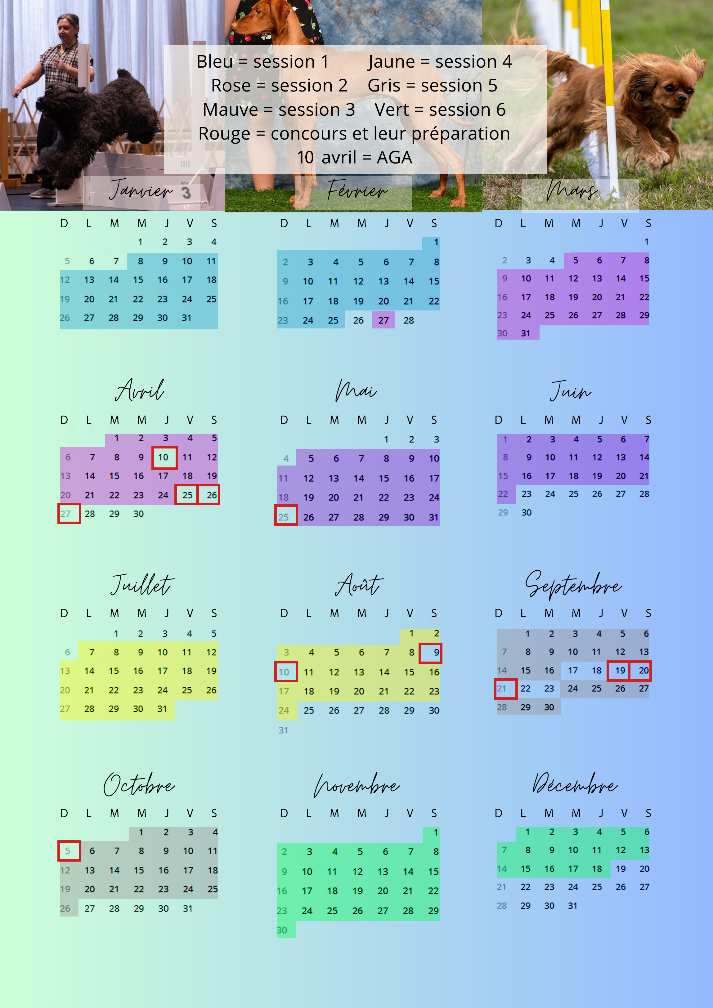Calendrier 2025 - Club canin chomedey